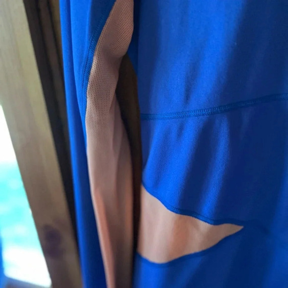 Fila Sport Blue & Orange mesh paneling long-sleeve athletic running shirt size L - Picture 4 of 5